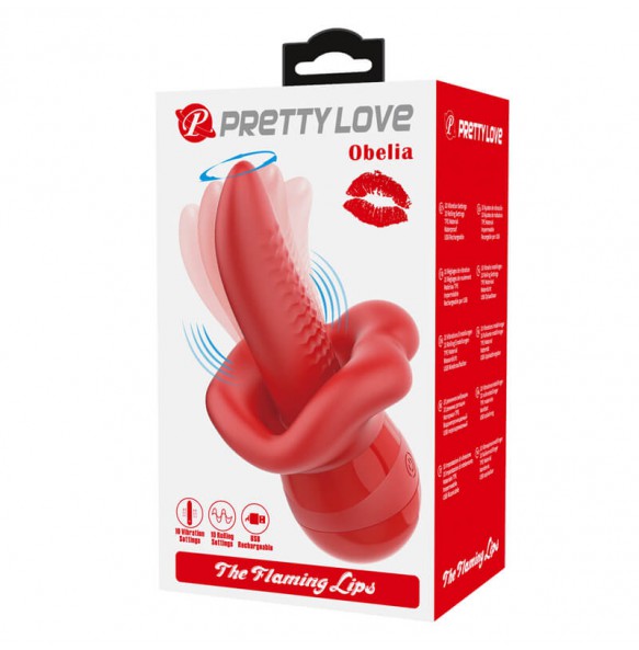 PRETTY LOVE - Obelia Swaying Tongue Stimulator Vibrator (Chargeable - Red)